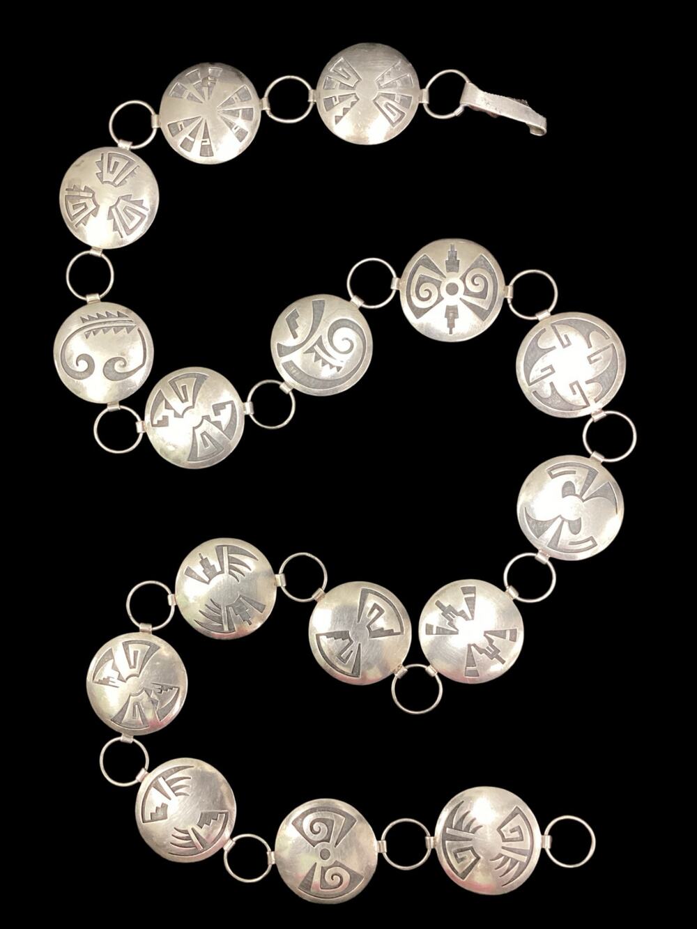 Vintage Native American Belt Women’s One Size Handmade Sterling Silver Hook&Eye